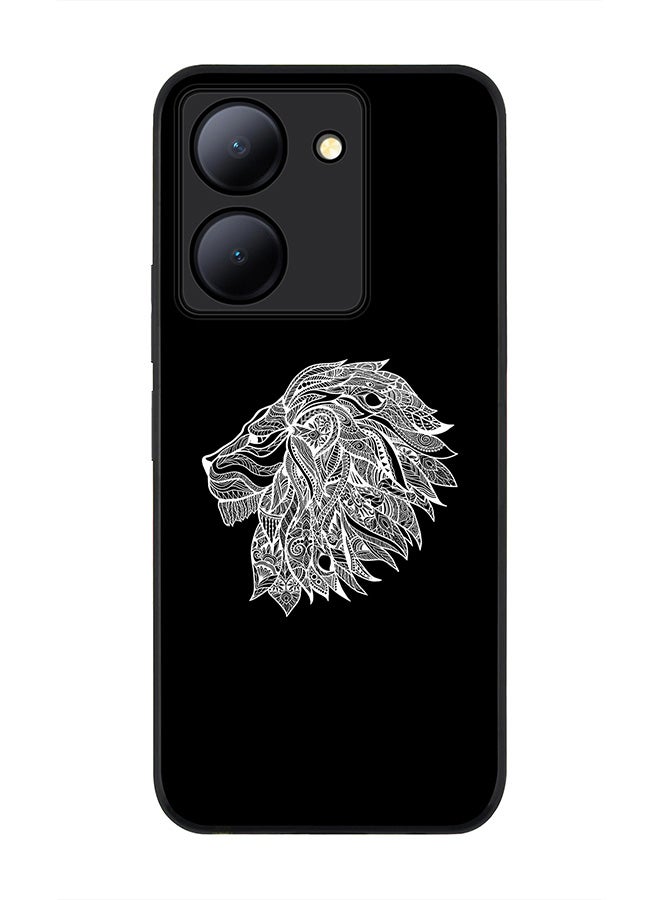 Stylizedd جراب قوي بحافة سوداء لهاتف Vivo Y27s/ Vivo Y27 5G، جراب ناعم ملائم لشكل الجسم بحواف مطاطية مرنة ومضاد للسقوط مع غطاء رقيق من جل TPU - أسد تجريدي - Image 1