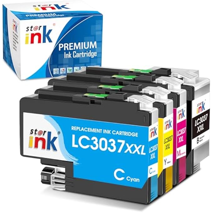 STARINK LC3037 COMPATIBLE INK CARTRIDGE REPLACEMENT FOR BROTHER LC 3037 XXL LC3039 3039 USED FOR MFC-J5845DW MFC-J5945DW MFC-J6945DW MFC-J6545DW MFC-J6545DWXL MFC-J5845DWXL, 4 PACKS (BK C M Y) - Image 1