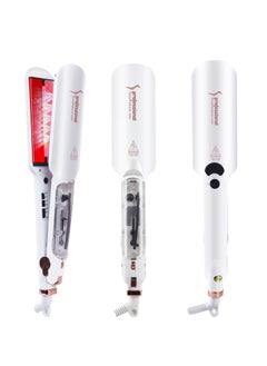 DORISILK DORISILK Steam Hair Straightener and Curler Iron 2 in 1 Professional Salon Infrared Flat Iron Wide Tourmaline Ceramic Plate Vapor Straighteners for Hair Instant Heat Up Adjustable Temp 2 Inch White 