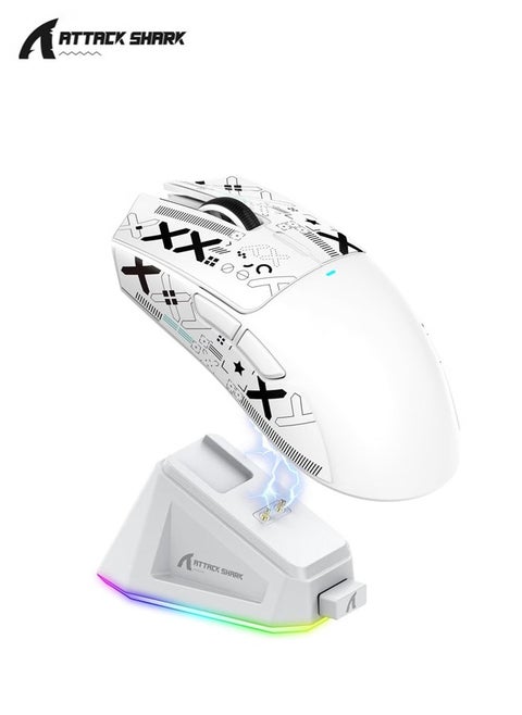 X11 Lightweight Wireless Gaming Mouse with RGB Charging Dock, Tri-Mode: 2.4G/USB-C Wired/BT, Up to 22K DPI, PAW3311 Optical Sensor, HUYU Switch, 5 Programmable Buttons for PC/Mac