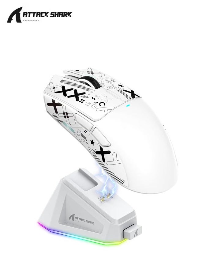 Attack Shark X11 Lightweight Wireless Gaming Mouse with RGB Charging Dock, Tri-Mode: 2.4G/USB-C Wired/BT, Up to 22K DPI, PAW3311 Optical Sensor, HUYU Switch, 5 Programmable Buttons for PC/Mac  - Image 1