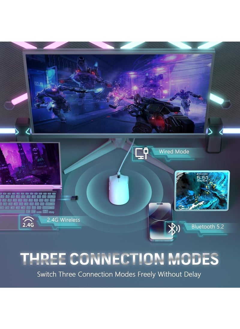 X11 Lightweight Wireless Gaming Mouse with RGB Charging Dock, Tri-Mode: 2.4G/USB-C Wired/BT, Up to 22K DPI, PAW3311 Optical Sensor, HUYU Switch, 5 Programmable Buttons for PC/Mac