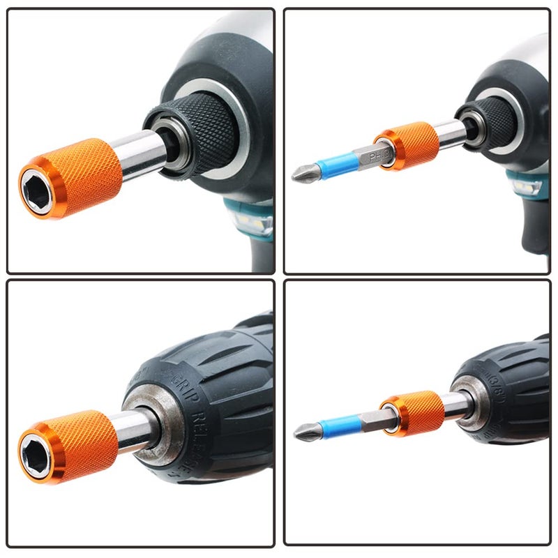 AUTOTOOLHOME 2 Pieces Quick Change Bit Holder Magnetic 1/4" Hex Shank Drill Bit Extension for Screwdriver Bits Nuts Drills Socket Driver Adapter - Image 2