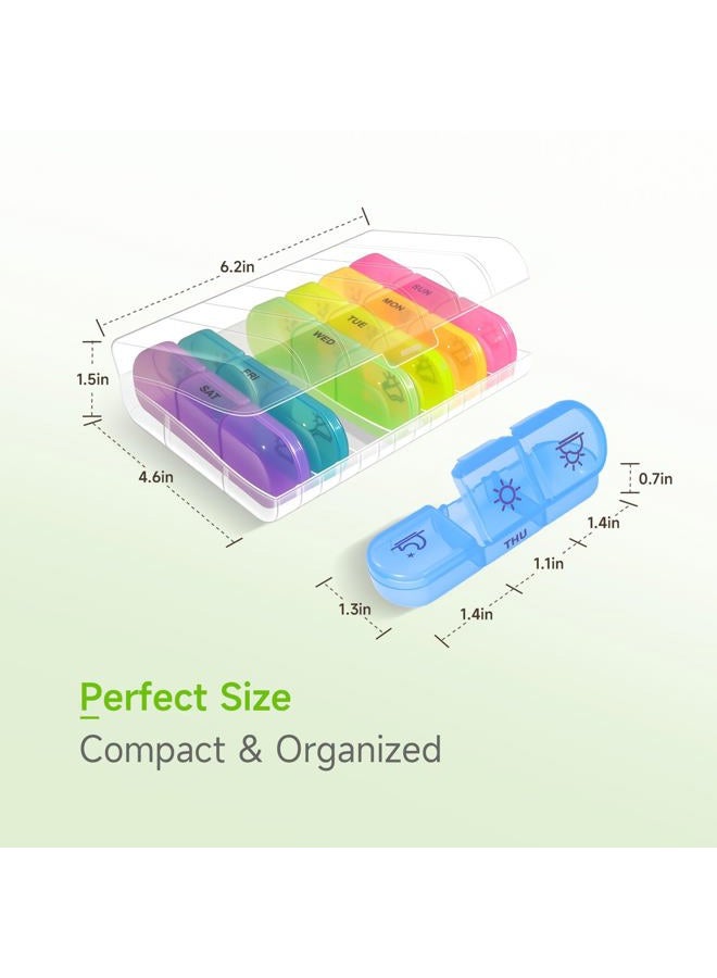 Zoiydals Weekly Pill Organizer 3 Times Daily – 7 Day Medicine Pill Organizer and Travel Pill Box with Large Openings, Elegant Pill Case for Easy Use – Morning Noon Evening Compartments for Pills, Vitamins - Image 2