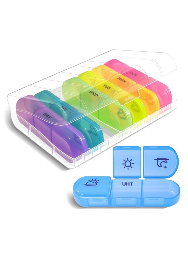 Zoiydals Weekly Pill Organizer 3 Times Daily – 7 Day Medicine Pill Organizer and Travel Pill Box with Large Openings, Elegant Pill Case for Easy Use – Morning Noon Evening Compartments for Pills, Vitamins - Image 1