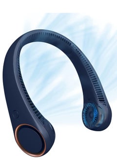 Y&D Portable Neck Fan, Hands Free Bladeless Personal 3 Speed Adjustments, 78 Air Outlets, Rechargeable, USB Powered Suitable for Outdoor Indoor (Blue)  - Image 1