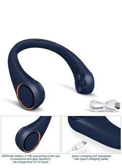 Y&D Portable Neck Fan, Hands Free Bladeless Personal 3 Speed Adjustments, 78 Air Outlets, Rechargeable, USB Powered Suitable for Outdoor Indoor (Blue)  - Image 2