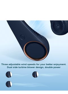 Y&D Portable Neck Fan, Hands Free Bladeless Personal 3 Speed Adjustments, 78 Air Outlets, Rechargeable, USB Powered Suitable for Outdoor Indoor (Blue)  - Image 5