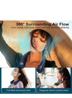 Y&D Portable Neck Fan, Hands Free Bladeless Personal 3 Speed Adjustments, 78 Air Outlets, Rechargeable, USB Powered Suitable for Outdoor Indoor (Blue)  - Image 3
