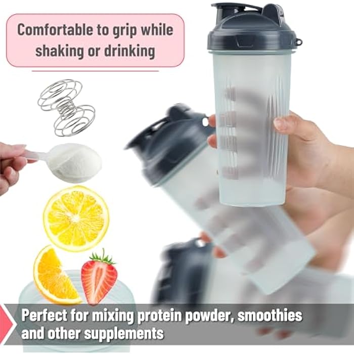 Mr. Pen- Shaker Bottles for Protein Mixes, 28 oz, 2 Pack, Clear, Protein Shaker Bottle with Wire Whisk Ball, Blender Bottle - Image 3