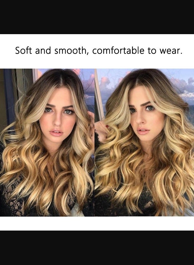 22 Inch Natural Soft Long Wavy Ombre Blonde Heat Resistant Synthetic Fiber Hair Wig - Image 2