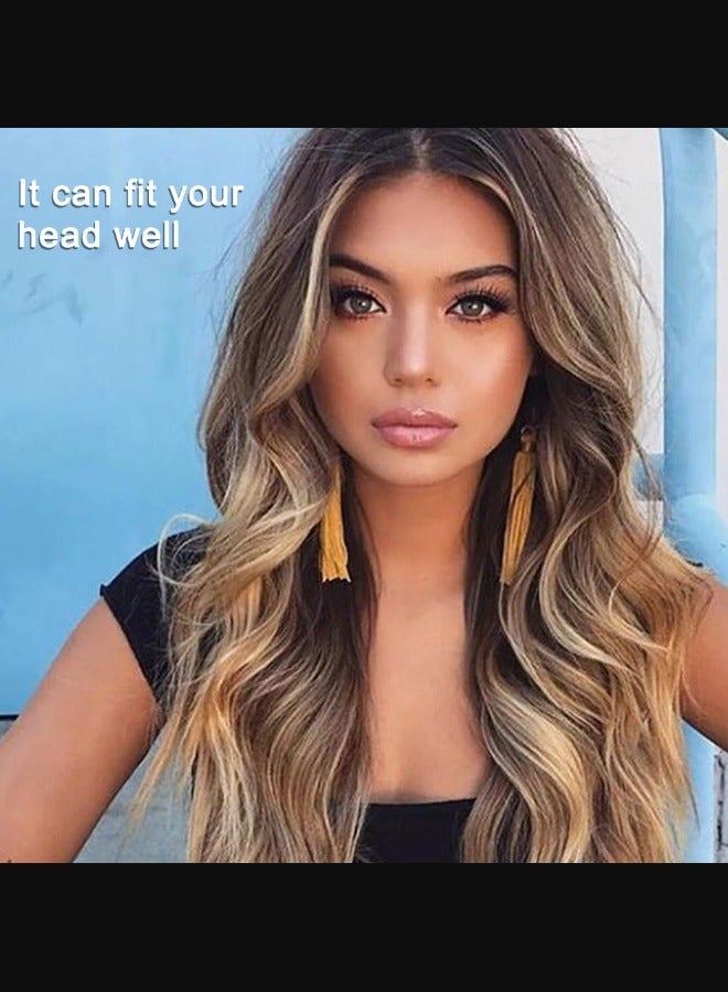 22 Inch Natural Soft Long Wavy Ombre Blonde Heat Resistant Synthetic Fiber Hair Wig - Image 3