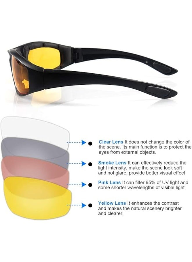 JCD 3 Pair Motorcycle Riding Glasses, Padded UV Protection Windproof Dustproof Cycling Sunglasses - Image 5