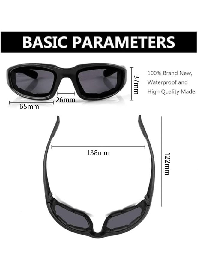JCD 3 Pair Motorcycle Riding Glasses, Padded UV Protection Windproof Dustproof Cycling Sunglasses - Image 3