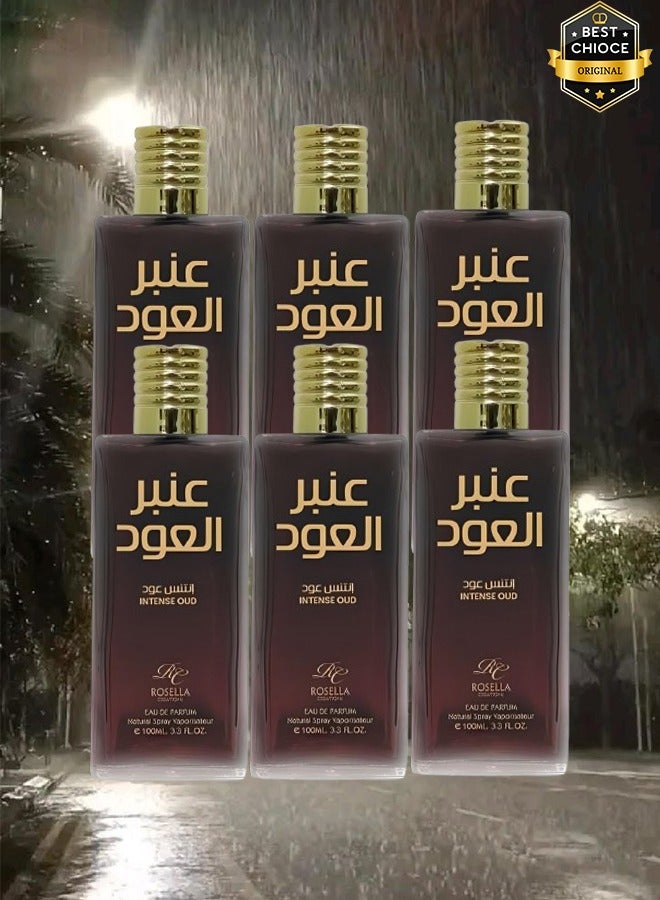 Rosella 6 Pieces Amber Al Oud Intense Oud Perfume For Unisex 100ml EDP - Image 1