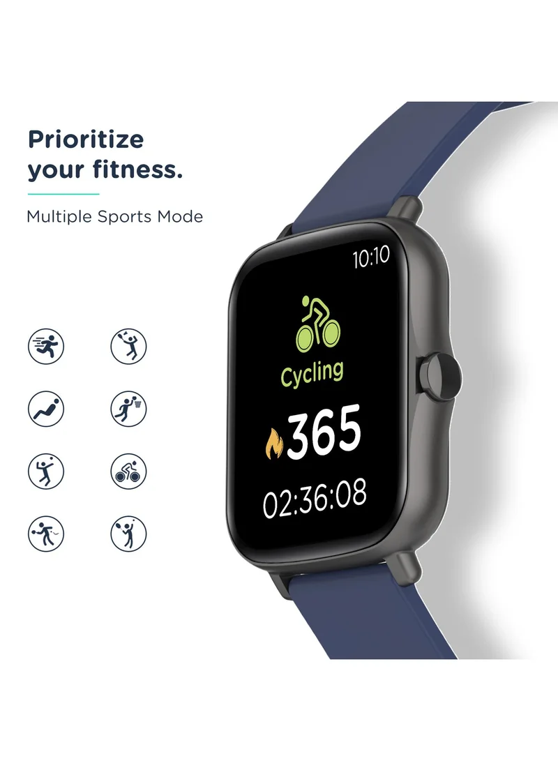 Pebble Spark 1.7" Bluetooth Calling Smartwatch for Men and Women, HD Display with SpO2, HR Monitoring - Gunmetal Blue