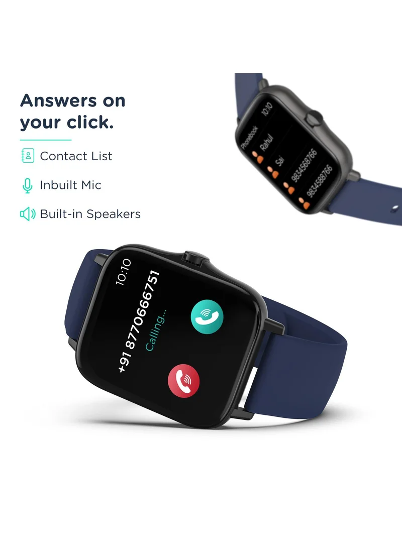 Pebble Spark 1.7" Bluetooth Calling Smartwatch for Men and Women, HD Display with SpO2, HR Monitoring - Gunmetal Blue
