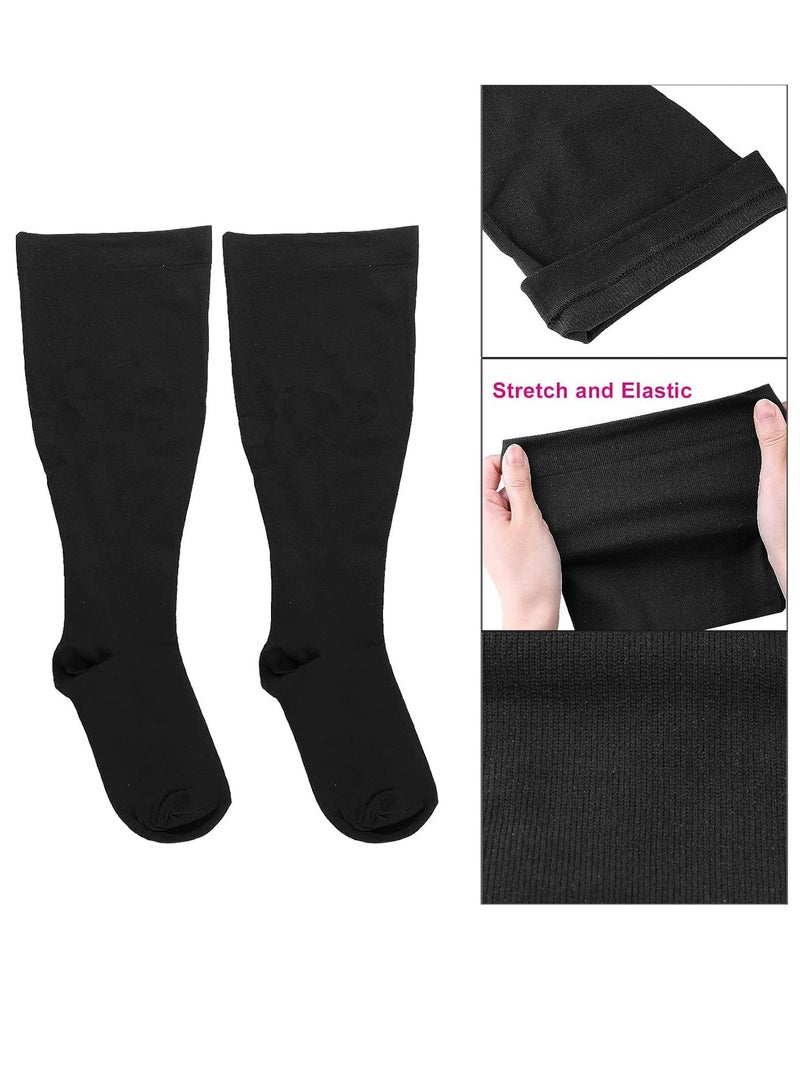 KASTWAVE Wide Calf Compression Socks for Women Men, 2 Pairs Plus Size Extra Large Size Support Socks Stockings Reduces Swelling & Pain for Nurses Running Pregnant Travel Flight 20-25 mmHg（XXL）  - Image 5