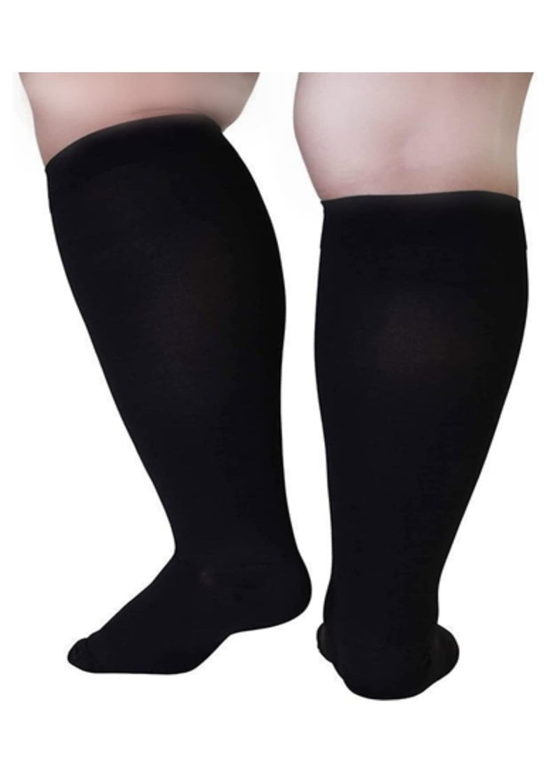 KASTWAVE Wide Calf Compression Socks for Women Men, 2 Pairs Plus Size Extra Large Size Support Socks Stockings Reduces Swelling & Pain for Nurses Running Pregnant Travel Flight 20-25 mmHg（XXL）  - Image 4