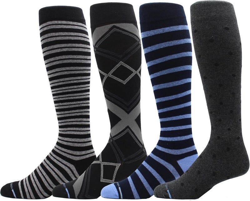 Dr Motion 4 Pairs Men's Athletic Traveler Graduated Compression Knee High Socks - Image 1