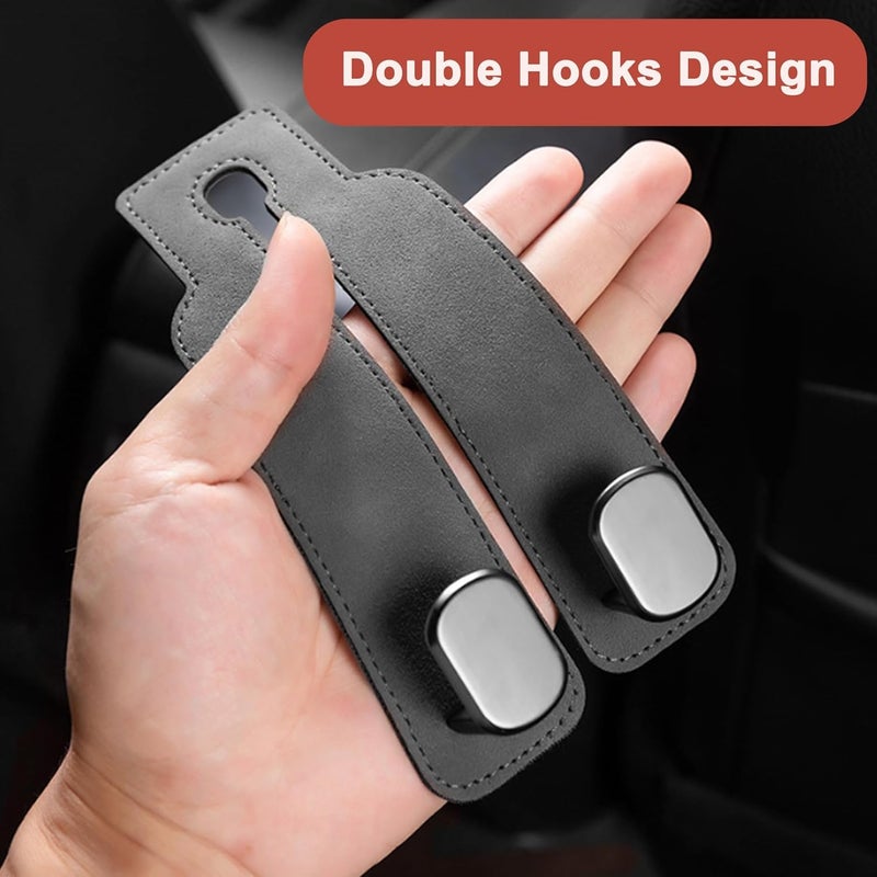 Excefore 2 Pcs Multi-Functional Double Hooks for Headrest, Gray, Ideal for Handbags, Purses, Coats, Umbrellas, Grocery Bags, Durable Purse Hooks for Seats - Image 2