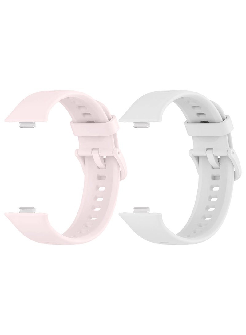 CATANES 2Packs Wristband for Huawei Watch Fit 3/Fit 4/Fit 4 Pro Bands, Silicone Bracelet Quick Release Arm Band, Replacement Smartwatch Band Quick Release Sport Straps - White and Off White  - Image 1