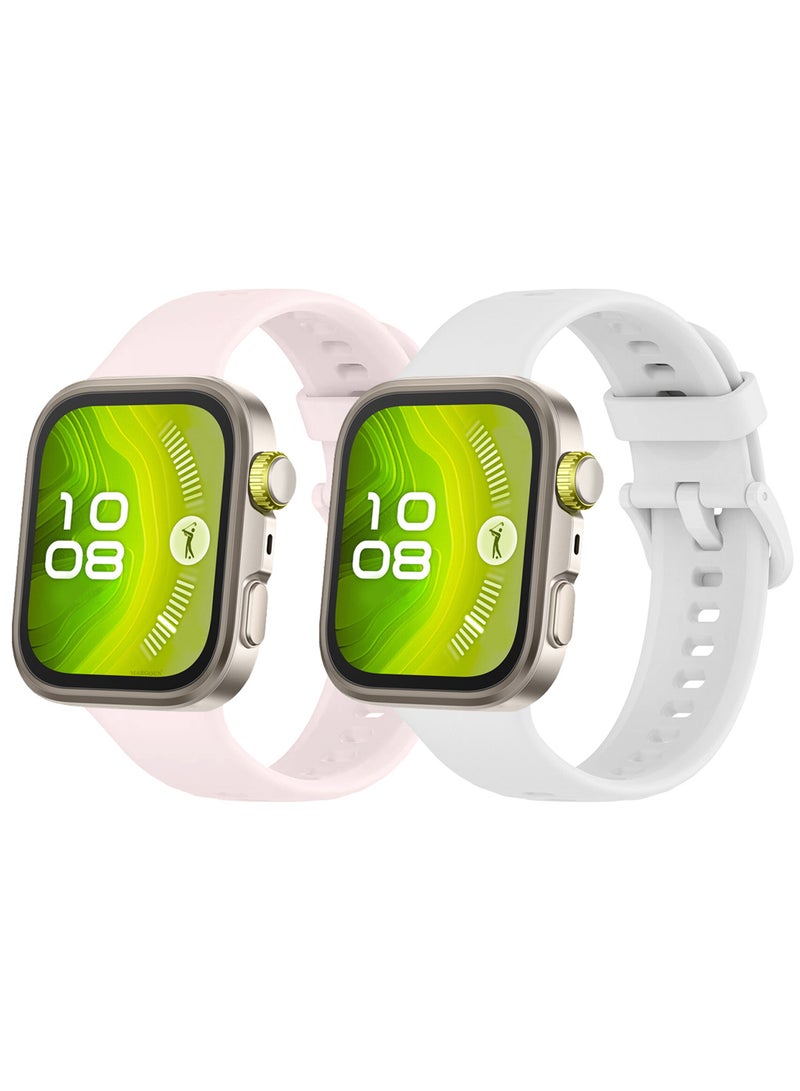 CATANES 2Packs Wristband for Huawei Watch Fit 3/Fit 4/Fit 4 Pro Bands, Silicone Bracelet Quick Release Arm Band, Replacement Smartwatch Band Quick Release Sport Straps - White and Off White  - Image 3