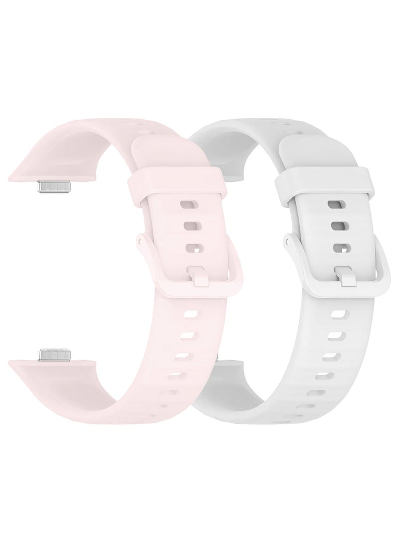 CATANES 2Packs Wristband for Huawei Watch Fit 3/Fit 4/Fit 4 Pro Bands, Silicone Bracelet Quick Release Arm Band, Replacement Smartwatch Band Quick Release Sport Straps - White and Off White  - Image 2