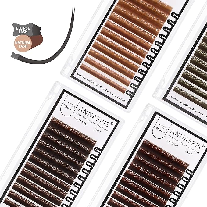 ANNAFRIS Ellipse Flat Eyelashes Extension 015 D 815mm Mix Natural Soft Matte Black Faux Mink Individual False Lashes Split Tips Light Eye Lashes Extension Supplies 015 D 815Mix - Image 5