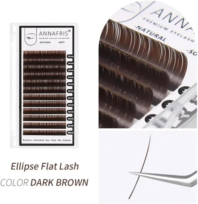 ANNAFRIS Ellipse Flat Eyelashes Extension 015 D 815mm Mix Natural Soft Matte Black Faux Mink Individual False Lashes Split Tips Light Eye Lashes Extension Supplies 015 D 815Mix - Image 4