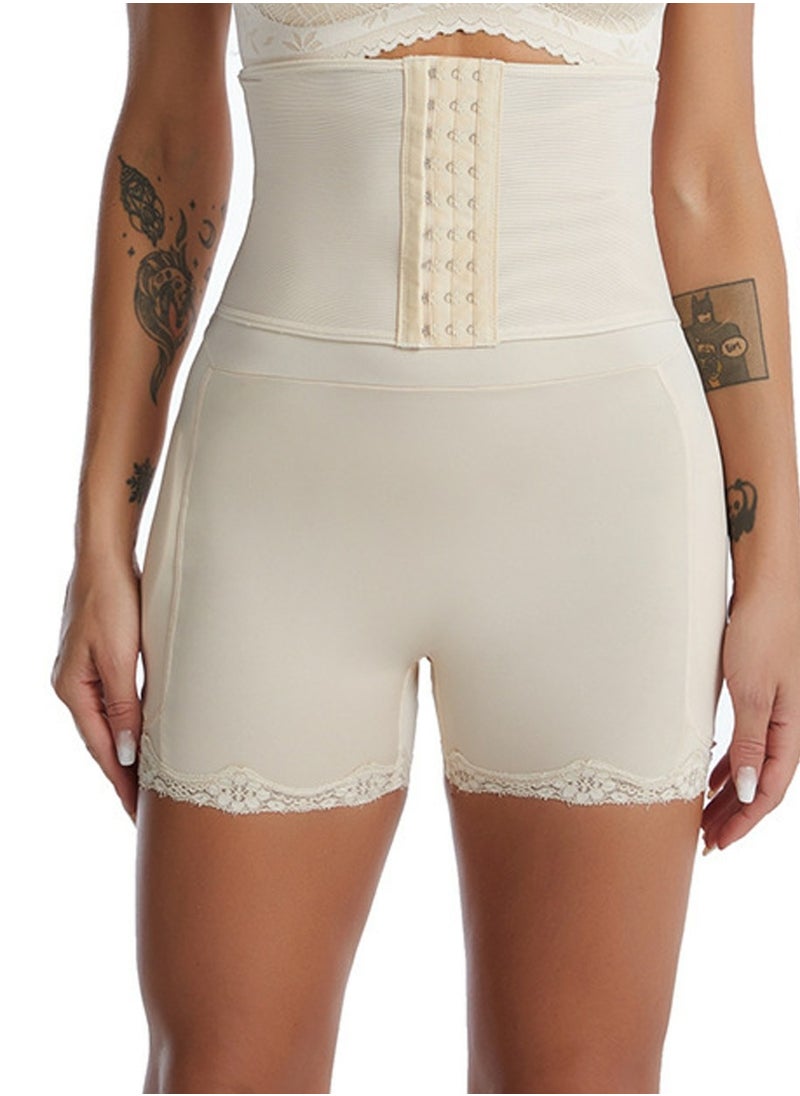 Loquat Womens Body Shaper Tummy Control Underwear Boxer Briefs Solid Color Slim High Waist Sponge Pad Hip Lift Shapewear Underpants Beige 