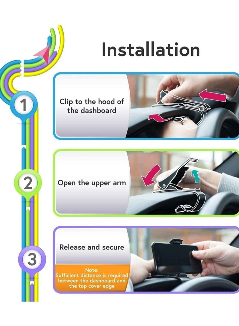 ELTRAZONE Car Phone Holder Dashboard Cellphone Mount Mobile Clip Stand HUD Non-Slip Cell Phone Holder Design for Smart phone - Image 4