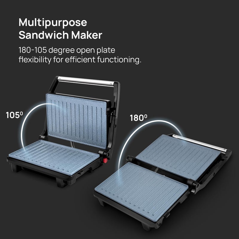 Wipro Elato BS202 1000 Watt Ceramic Grill Sandwich Maker Scratch Resistant 180 Open Sandwich Griller Auto Cutoff Non Toxic BPA PTFE PFOA Free 2 Year Warranty Regular Bread Size for 2 Slices - Image 3