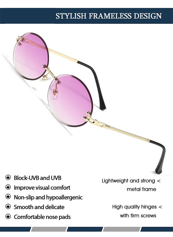 AZorb Sunglasses Women Oval Rimless Metal Frame for Men Women's Fashion Sun Glassess Polarized Eye UV400 Protection Shades - Image 5