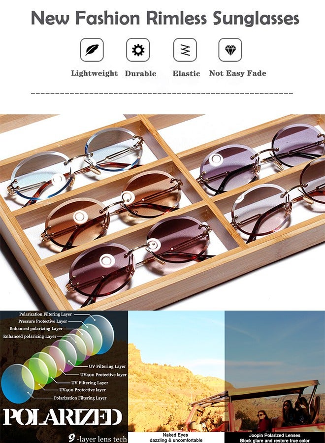 AZorb Sunglasses Women Oval Rimless Metal Frame for Men Women's Fashion Sun Glassess Polarized Eye UV400 Protection Shades - Image 4