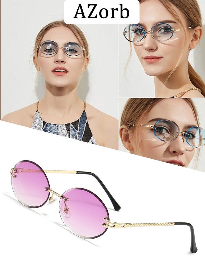 AZorb Sunglasses Women Oval Rimless Metal Frame for Men Women's Fashion Sun Glassess Polarized Eye UV400 Protection Shades - Image 1