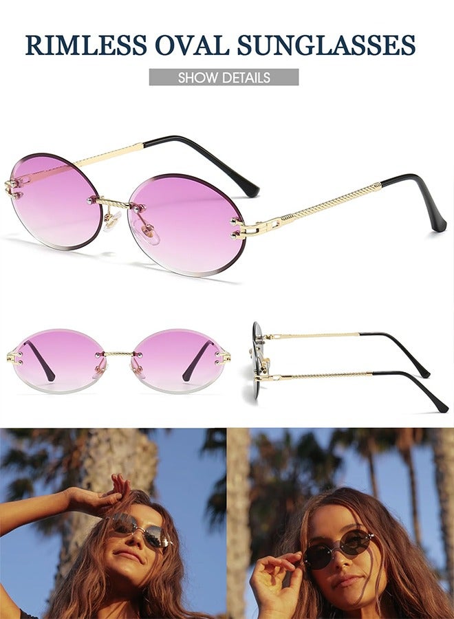 AZorb Sunglasses Women Oval Rimless Metal Frame for Men Women's Fashion Sun Glassess Polarized Eye UV400 Protection Shades - Image 3