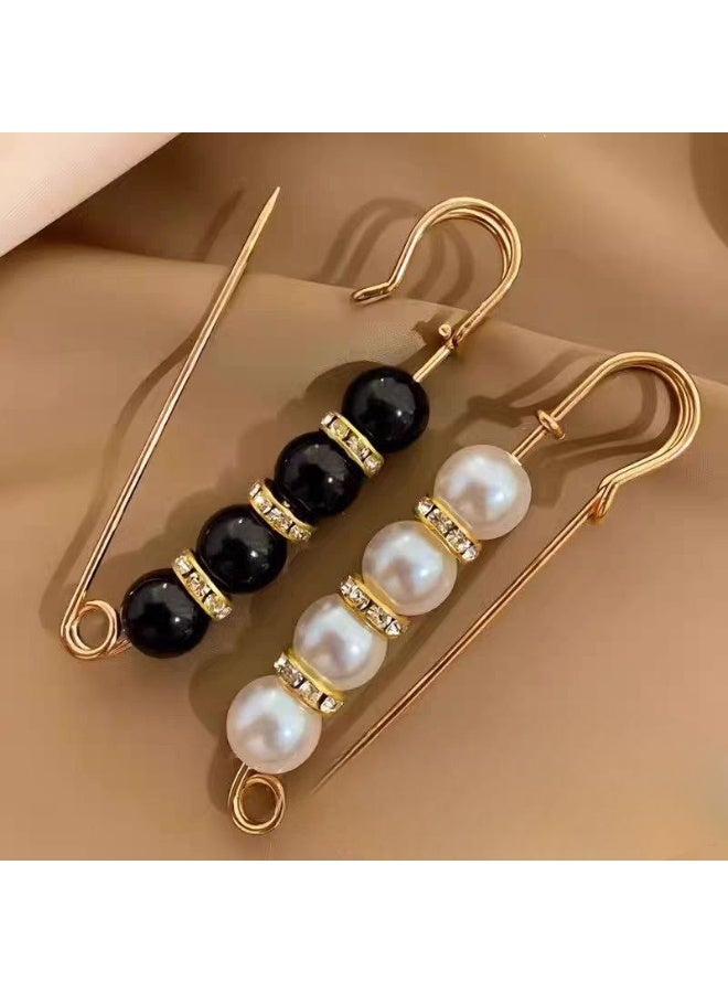 3قطع من دبابيس بروش اللؤلؤ متعددة الالوان للنساءللازياء والحرف اليدوية والسويتر والشال، دبابيس بروش ذهبية مزدوجة للنساء، دبابيس امان لتمديد الخصر والسراويل - Image 1