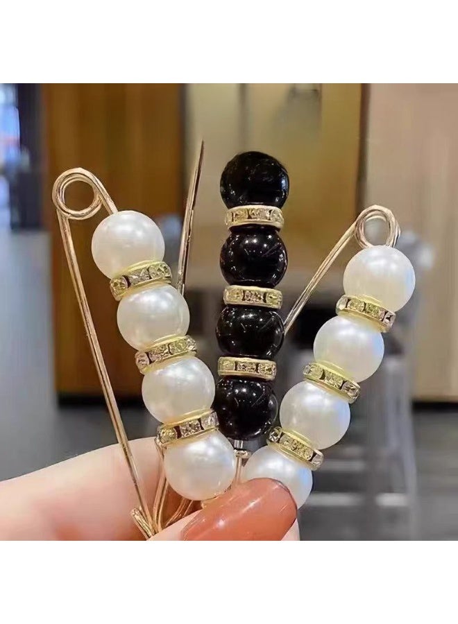 3قطع من دبابيس بروش اللؤلؤ متعددة الالوان للنساءللازياء والحرف اليدوية والسويتر والشال، دبابيس بروش ذهبية مزدوجة للنساء، دبابيس امان لتمديد الخصر والسراويل - Image 2