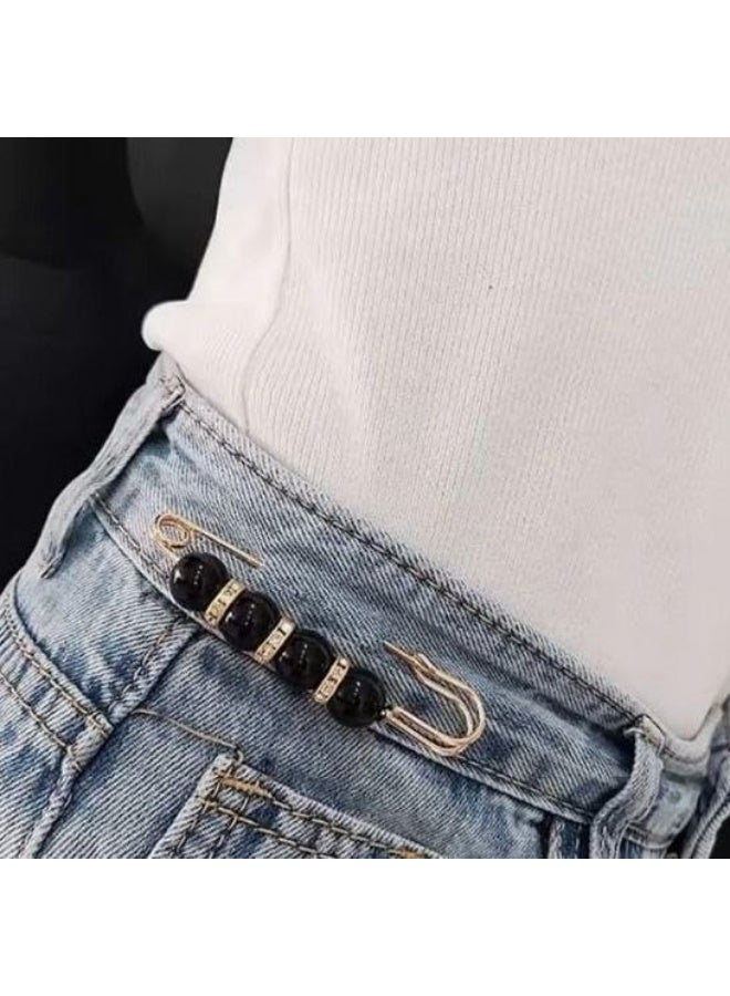 3قطع من دبابيس بروش اللؤلؤ متعددة الالوان للنساءللازياء والحرف اليدوية والسويتر والشال، دبابيس بروش ذهبية مزدوجة للنساء، دبابيس امان لتمديد الخصر والسراويل - Image 3