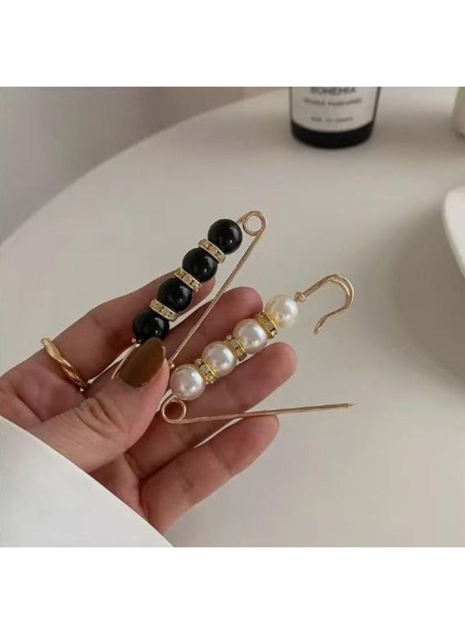 3قطع من دبابيس بروش اللؤلؤ متعددة الالوان للنساءللازياء والحرف اليدوية والسويتر والشال، دبابيس بروش ذهبية مزدوجة للنساء، دبابيس امان لتمديد الخصر والسراويل - Image 4