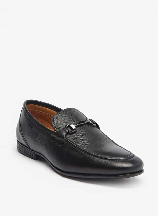 DUCHINI - Men's Textured Slip-On Moccasins with Metal Accent - Image 1