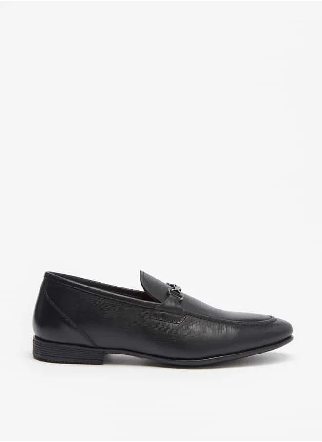 DUCHINI Men's Textured Slip-On Moccasins with Metal Accent