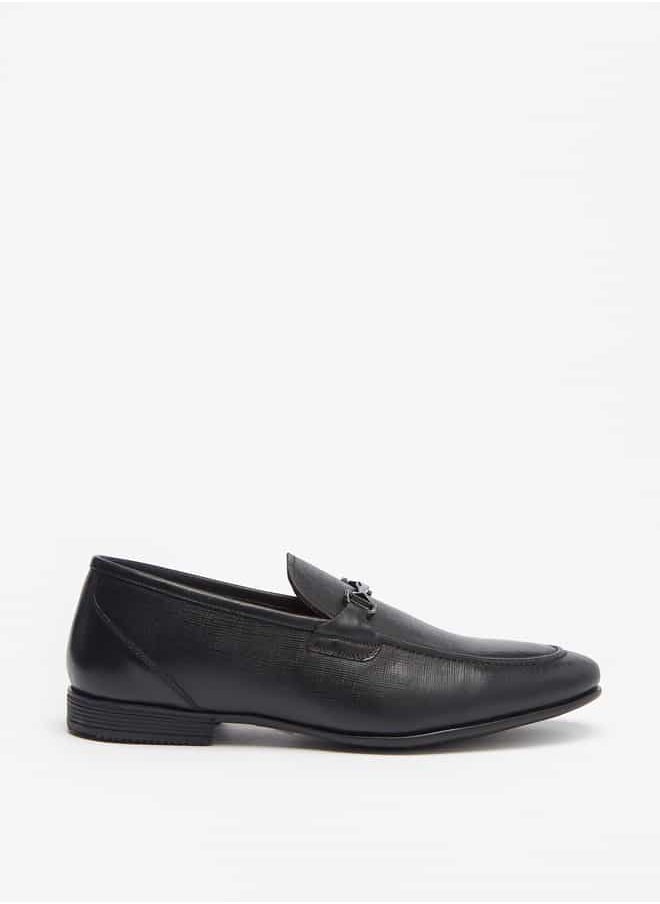 DUCHINI - Men's Textured Slip-On Moccasins with Metal Accent - Image 1