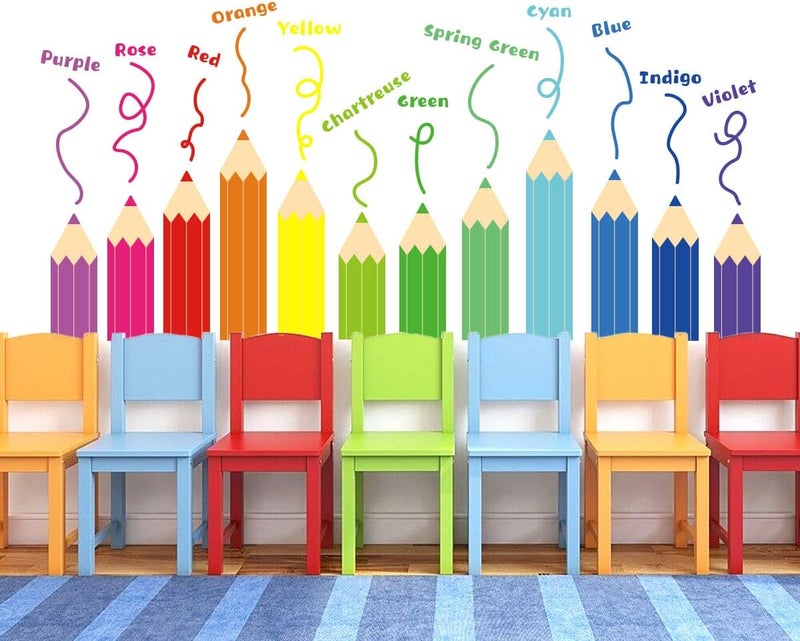 LiveGallery Multicolor Crayons Wall Decal Colorful Inspirational Wall Stickers DIY PeeI and Stick Pens Wall Decals Nursery Wall Sticker for Babys Kids Bedroom Living Room Classroom Office Kitchen Playroom Home - Image 1