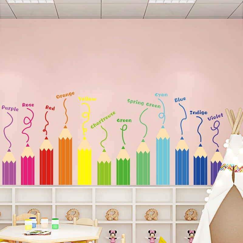 LiveGallery Multicolor Crayons Wall Decal Colorful Inspirational Wall Stickers DIY PeeI and Stick Pens Wall Decals Nursery Wall Sticker for Babys Kids Bedroom Living Room Classroom Office Kitchen Playroom Home - Image 2