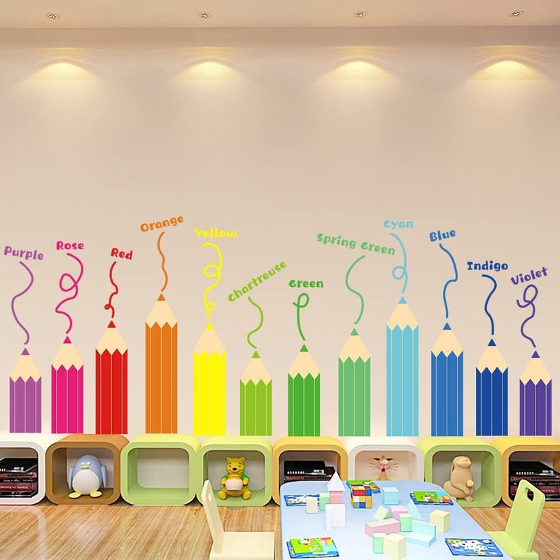 LiveGallery Multicolor Crayons Wall Decal Colorful Inspirational Wall Stickers DIY PeeI and Stick Pens Wall Decals Nursery Wall Sticker for Babys Kids Bedroom Living Room Classroom Office Kitchen Playroom Home - Image 5
