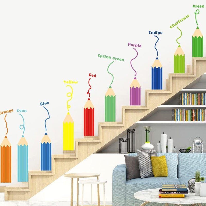 LiveGallery Multicolor Crayons Wall Decal Colorful Inspirational Wall Stickers DIY PeeI and Stick Pens Wall Decals Nursery Wall Sticker for Babys Kids Bedroom Living Room Classroom Office Kitchen Playroom Home - Image 4