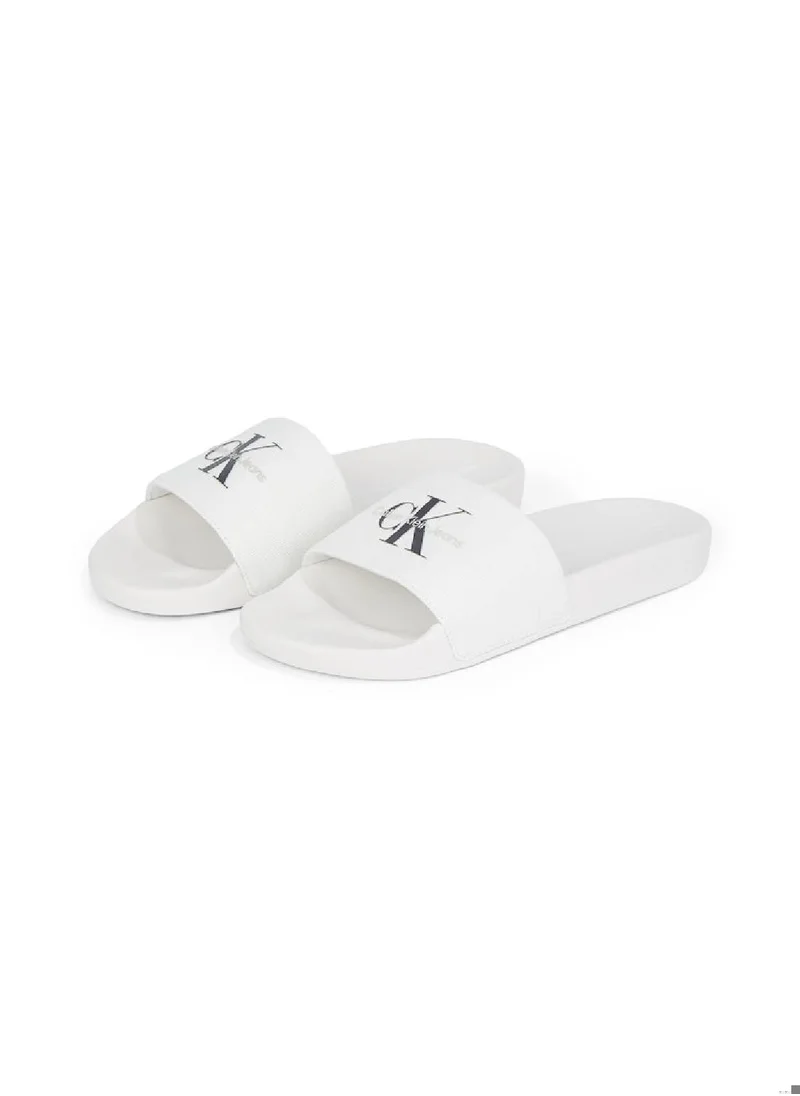 Calvin Klein Jeans Women's Monogram Slides - Cotton, White