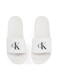 Calvin Klein Jeans Women's Monogram Slides - Cotton, White  - Image 4